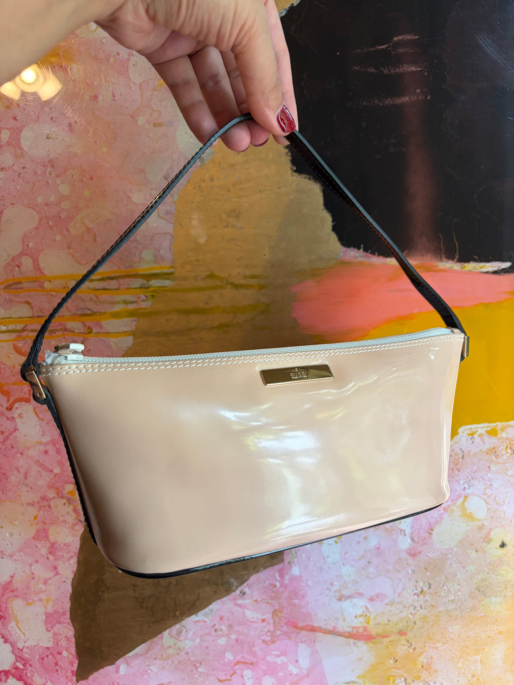 Gucci Pink Patent Leather Boat Pochette