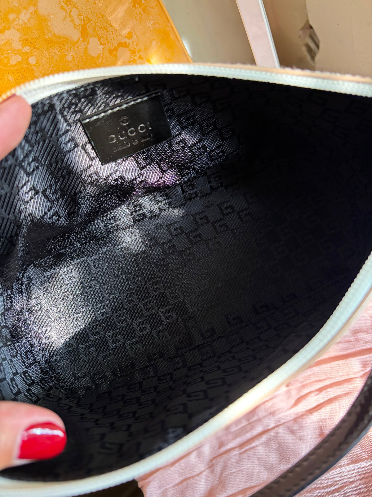 Gucci Pink Patent Leather Boat Pochette