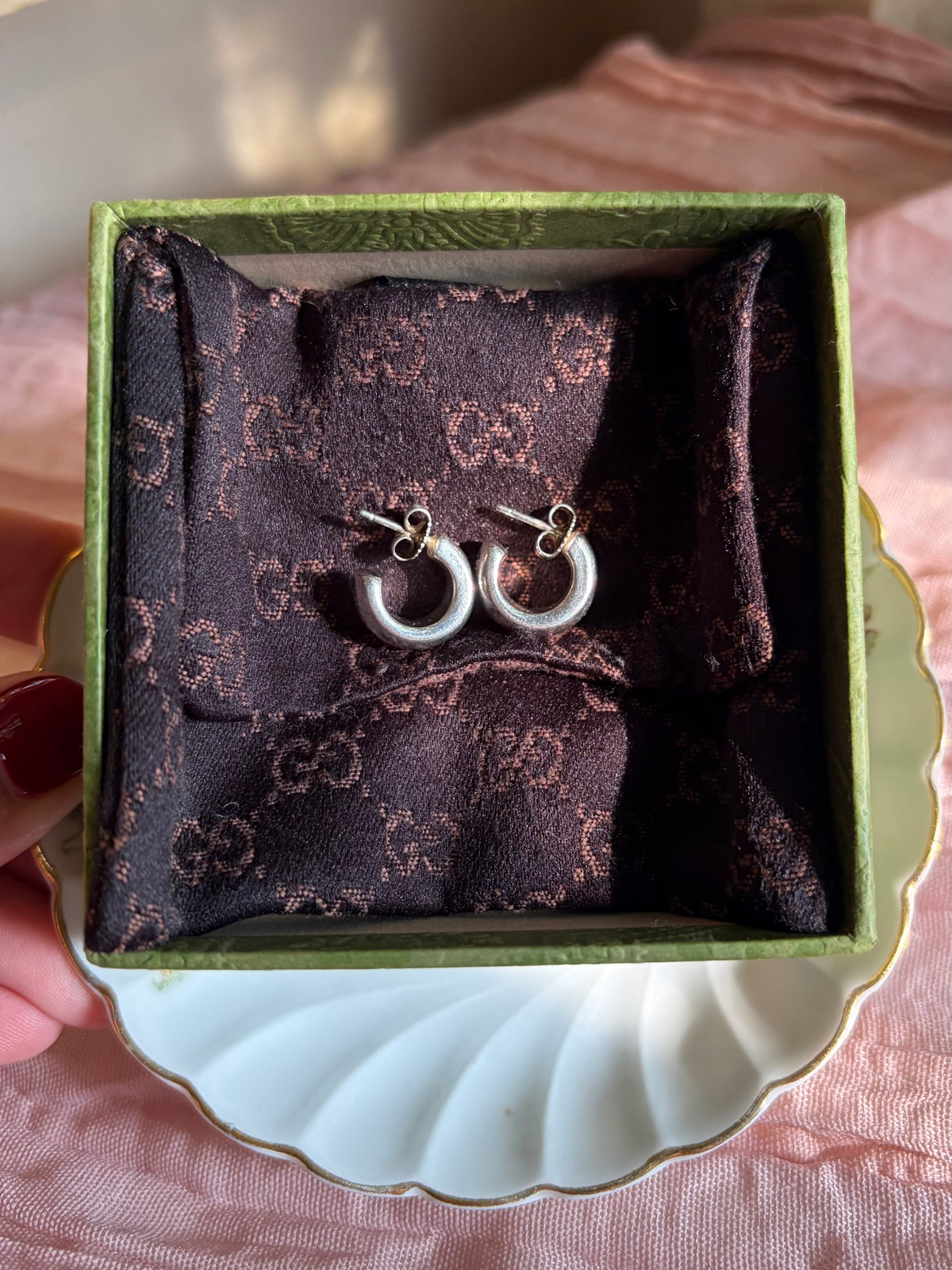 Gucci Silver Minimalist Huggie Earrings
