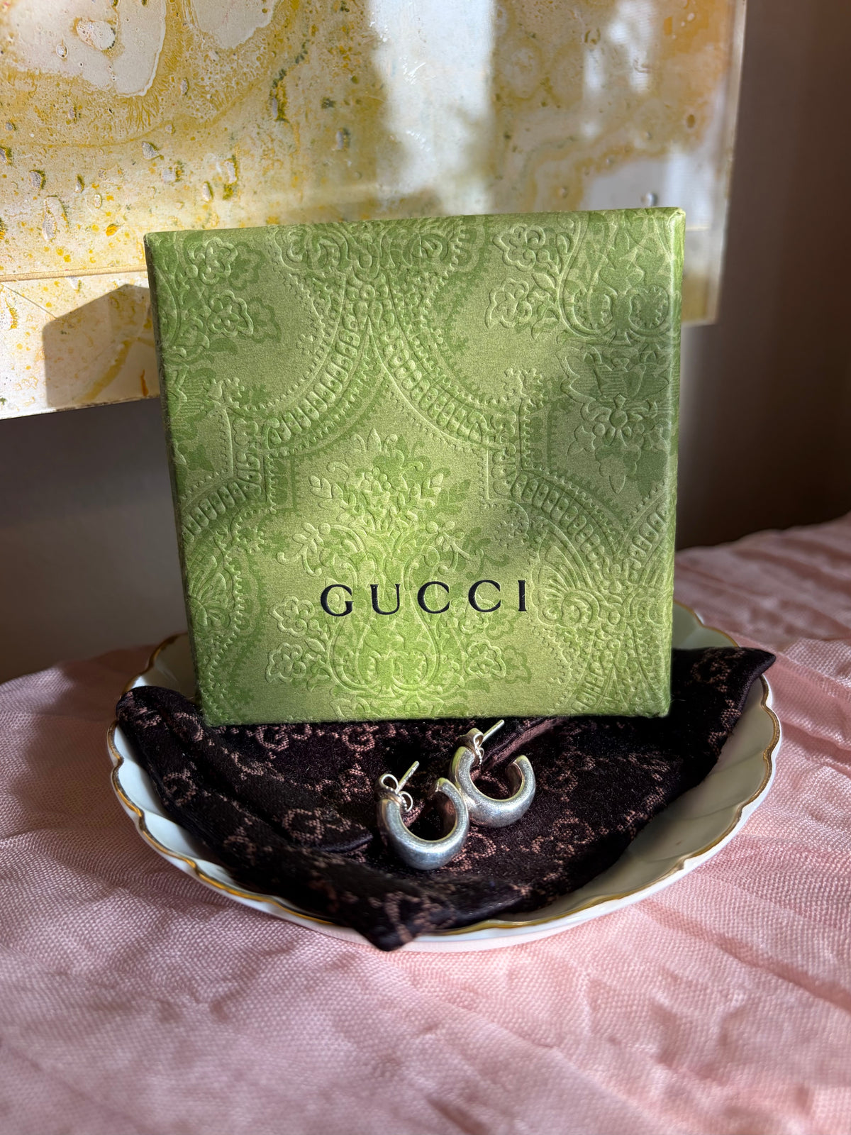 Gucci Silver Minimalist Huggie Earrings