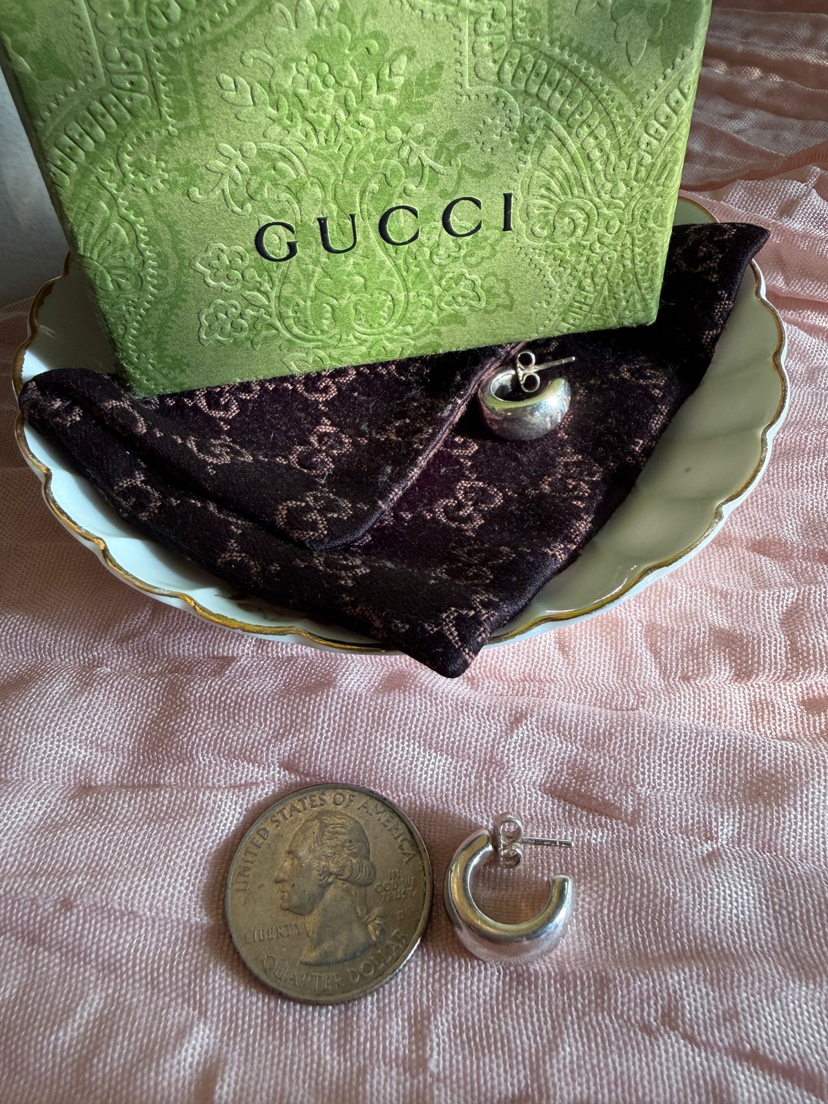 Gucci Silver Minimalist Huggie Earrings