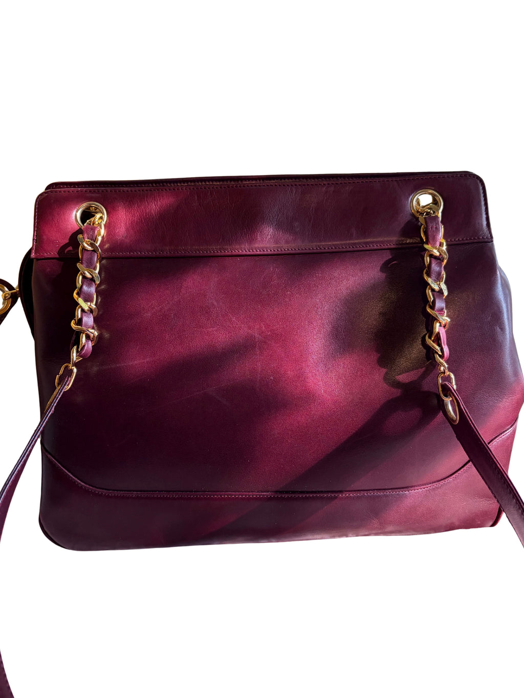 Chanel Vintage Burgundy CC Chain Medallion Shoulder Bag