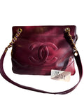 Chanel Vintage Burgundy CC Chain Medallion Shoulder Bag